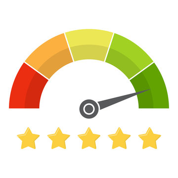 Customer satisfaction meter with star rating. Vector illustration