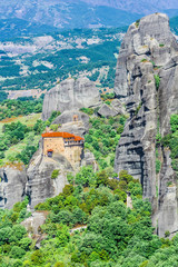 Sheer cliffs surround the Orthodox monastery
