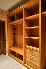 Luxury wardrobes in the dressing room in modern style