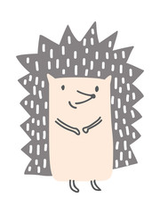 Hedgehog baby cute print. simple scandinavian child design. Sweet animal child vector. Cool illustration for nursery t-shirt, kids apparel, invitation