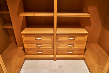 Luxury wardrobes in the dressing room in modern style