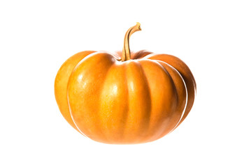 Ripe pumpkin closeup, isolated on white background