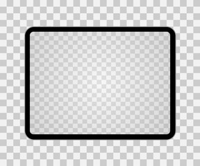 Realistic black tablet  isolated on transparent background vector illustration