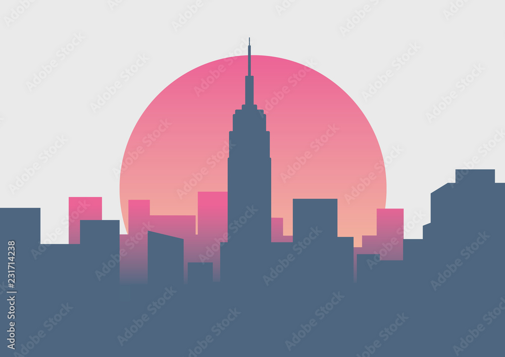 Wall mural Beautiful New York sunrise minimal sunrise