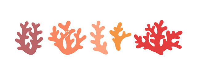 Obraz premium Logo koral. Na białym tle koralowiec na białym tle. Zestaw