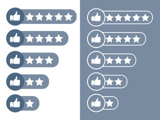 Consumer rating flat icon. Consumer or customer product rating flat icon. Product rating or customer review with gold stars and half star line vector icons for apps and websites