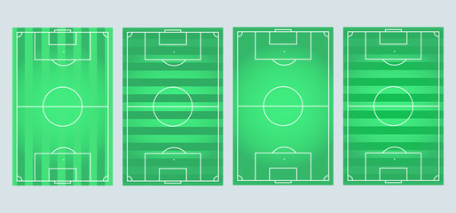 Soccer field collection.Soccer, european football field in different point. Soccer green field for game