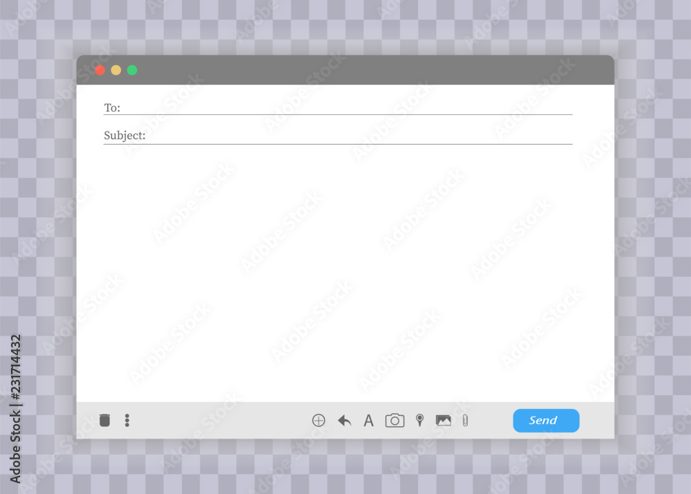 Poster e-mail blank template internet mail frame interface for mail message. e-mail blank template internet