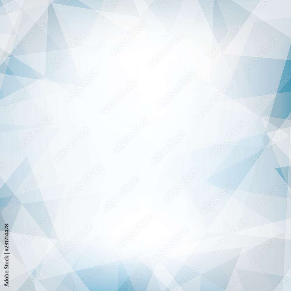 Poster Light blue and gray background textured by chaotic triangles. Geometrical vector pattern