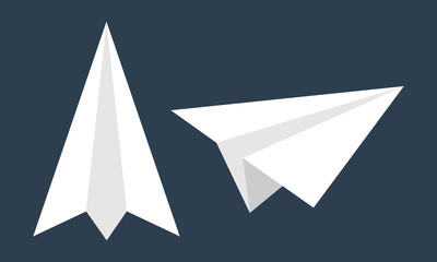 Handmade paper plane vector set in flat style isolated from background.