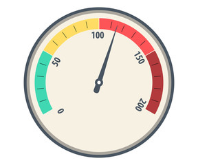 Speedometer basic vector. color speedometer icon. Speedometers or general indicators with needles. Speedometer, odometer isolated icon on white background, auto service,, vector, speedometer icon