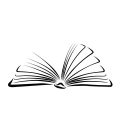 Open book,  leafing the pages, black pattern