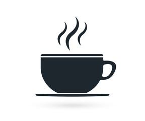 Coffee, tea cup icon in flat style. Coffee mug vector illustration on white isolated background