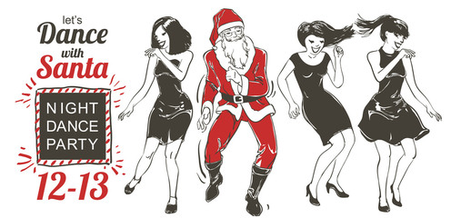Vector Dancing Santa Claus and young people