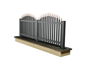 iron fence on isolated white background 3D illustration