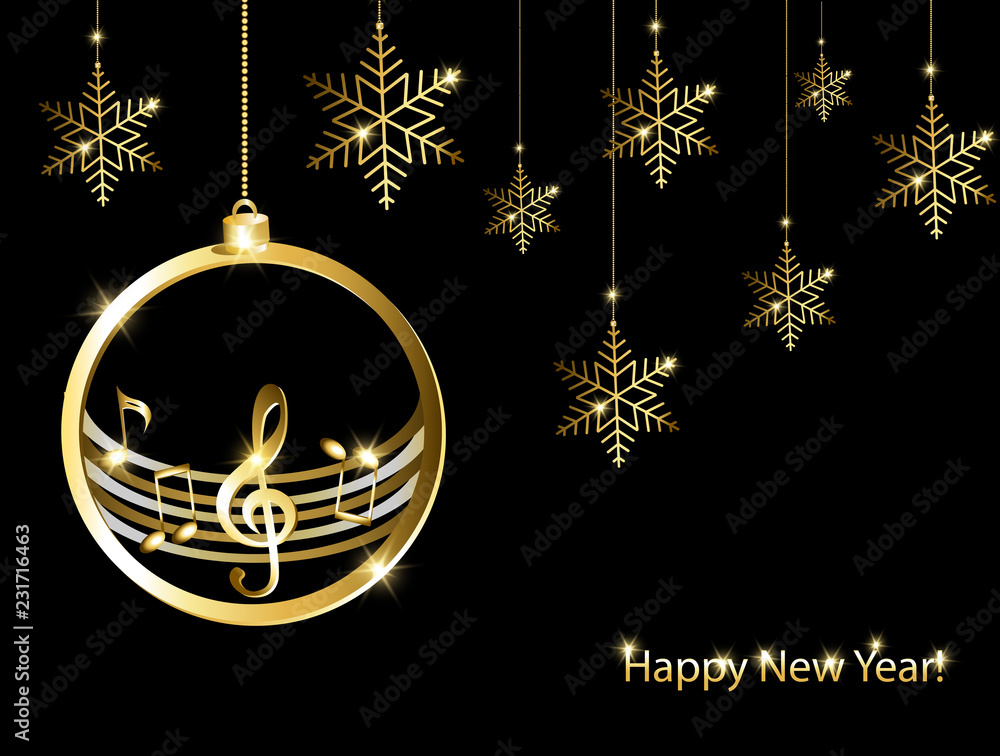 Wall mural New year card with music background