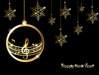 New year card with music background
