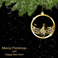 New year card with music background