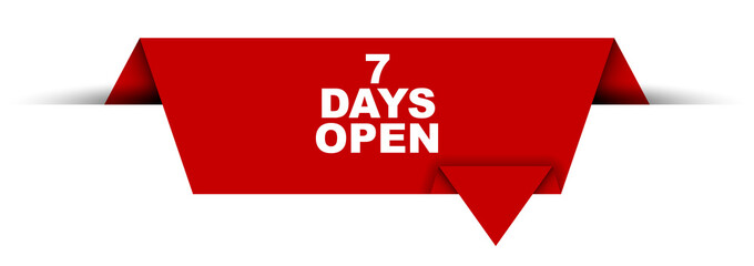 red vector banner seven days open