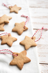 Obraz na płótnie Canvas Christmas star shaped cookies