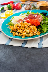 Pasta Torti with Carbonara and smoked bacon
