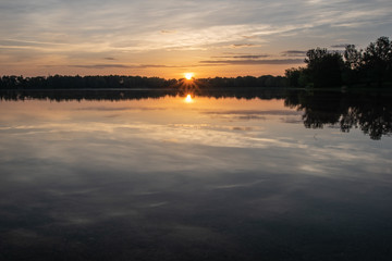Sunrise over the Feringa See, Unterföhring, Bavaria, Germany