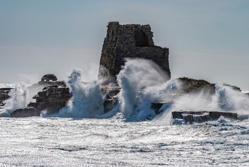 waves crashing on the rocks