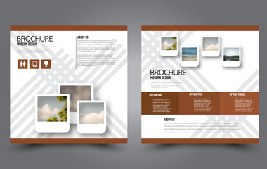 Square flyer template. Simple brochure design. Poster for business, education, advertisement, banner, ad banner. Brown color. Vector illustration.