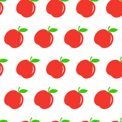 Seamless pattern with red apple. Vector food background. Can be used for restaurant or cafe menu, design banners, wrapping paper, print on clothes. EPS10. Vegan backdrop.