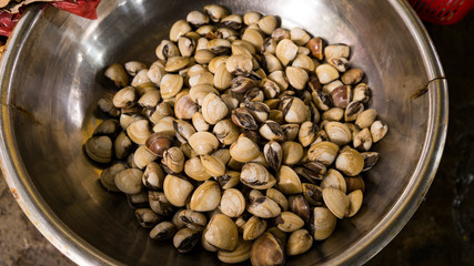 Vietnamese seafoodmarket with different fishes, oysters,crabs,sharks and many others sea creatures. Wonderful place for tourists in Vietnam who wants to buy some exotic food.The gifts of Asia ocean.