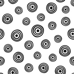 Repeating round geometric shapes. Seamless pattern drawn by hand. Sketch, doodle.