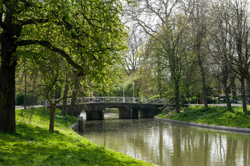 Utrecht. Canal in the center of the city.
