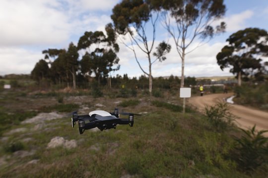Drone hovering in the air