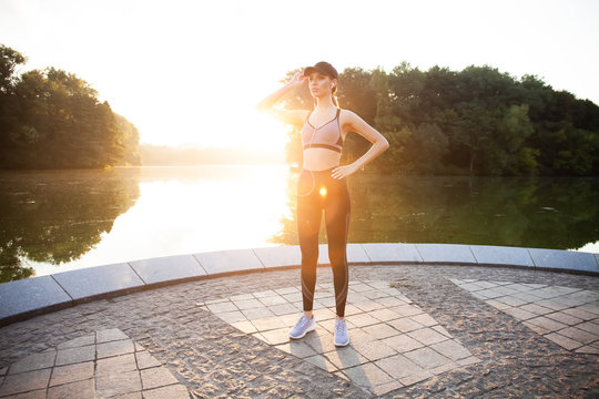 Picture of young attractive happy fitness woman.