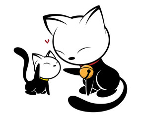 Illustrations of cat action logo on white background, Animals vector of isolated a cute cat icon.