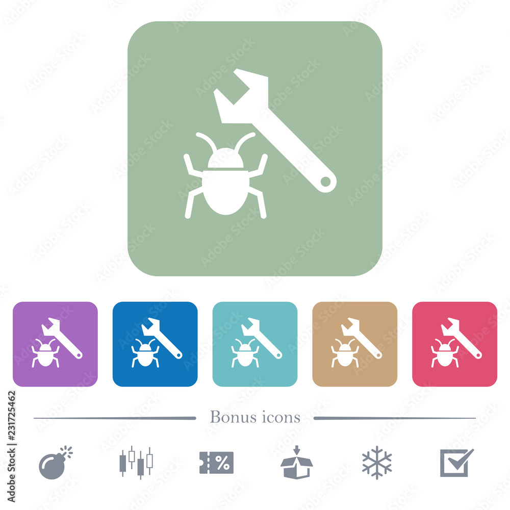 Poster bug fixing flat icons on color rounded square backgrounds