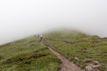 Hiker in mountains 