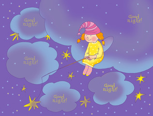 good night card with fairy