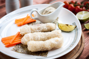 pancakes with chicken filling, Thai cuisine