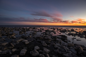 sunset on the stones