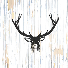 Deer logo on wooden background