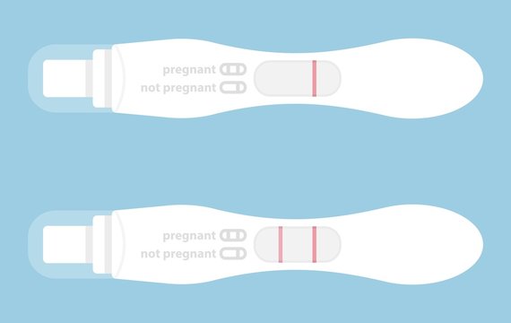 Pregnancy test icon set. Pregnant and not pregnant