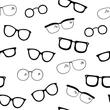 Seamless Vector Pattern of Hand Drawn Eye Glasses