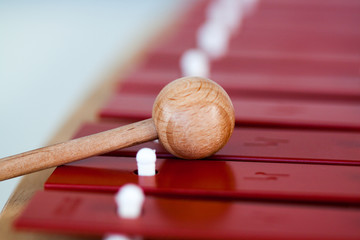 glockenspiel platten in nahaufnahme mit schlegel