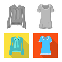Vector illustration of woman and clothing sign. Set of woman and wear vector icon for stock.