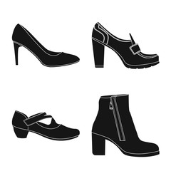 Vector design of footwear and woman symbol. Set of footwear and foot vector icon for stock.