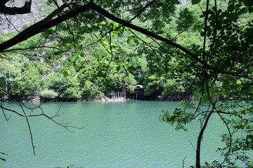 Matka Lake in Matka canyon. Tourist attraction near Skopje city, Macedonia.