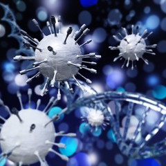 Virus closeup on DNA background
3d rendering