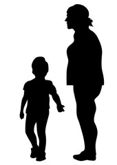 Families with little child on white background