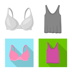 Vector design of woman and clothing logo. Collection of woman and wear stock vector illustration.